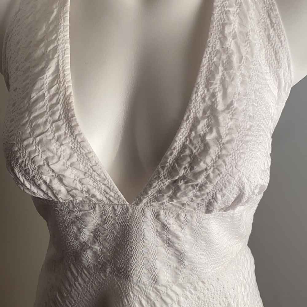 J Crew white textured cotton lined halter bridal dress 8 - Picture 7 of 10